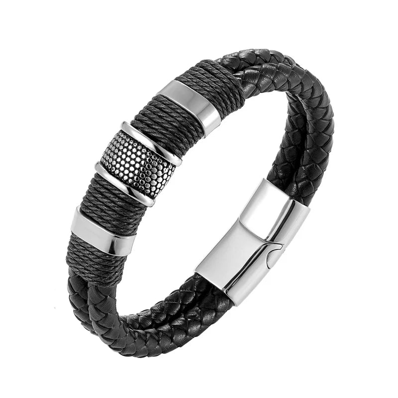 Pulseira Masculina Com Fecho Magnético Em Couro Legítimo - Benjplus 