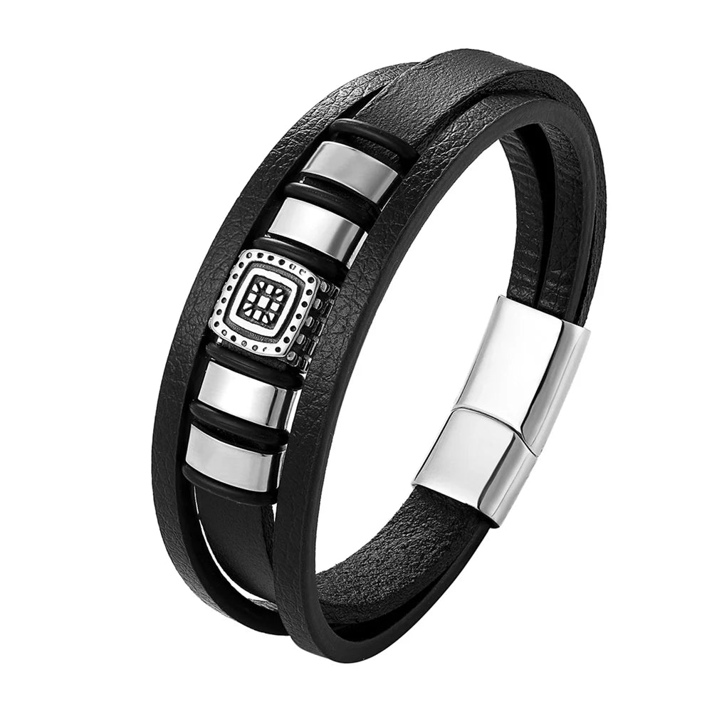 Pulseira Masculina Com Fecho Magnético De Couro Genuíno - Benjplus 