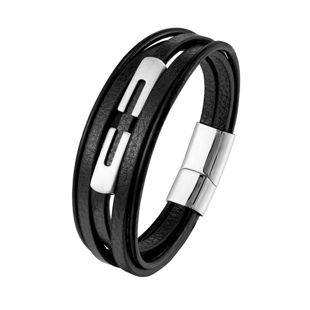 Pulseira Masculina De Couro Genuíno - Fecho Magnético - Benjplus 