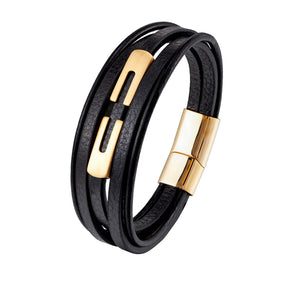 Pulseira Masculina De Couro Genuíno - Fecho Magnético - Benjplus 