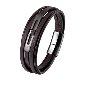 Pulseira Masculina De Couro Genuíno - Fecho Magnético - Benjplus 