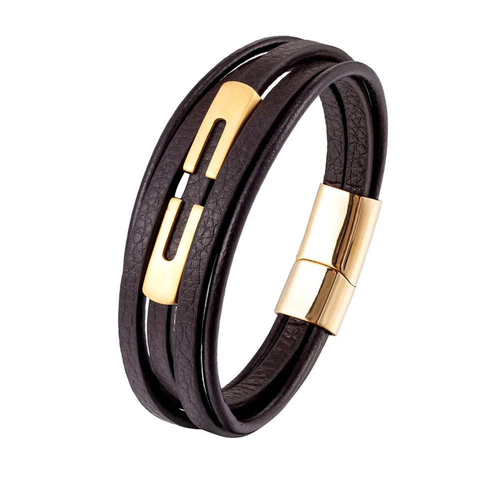 Pulseira Masculina De Couro Genuíno - Fecho Magnético - Benjplus 